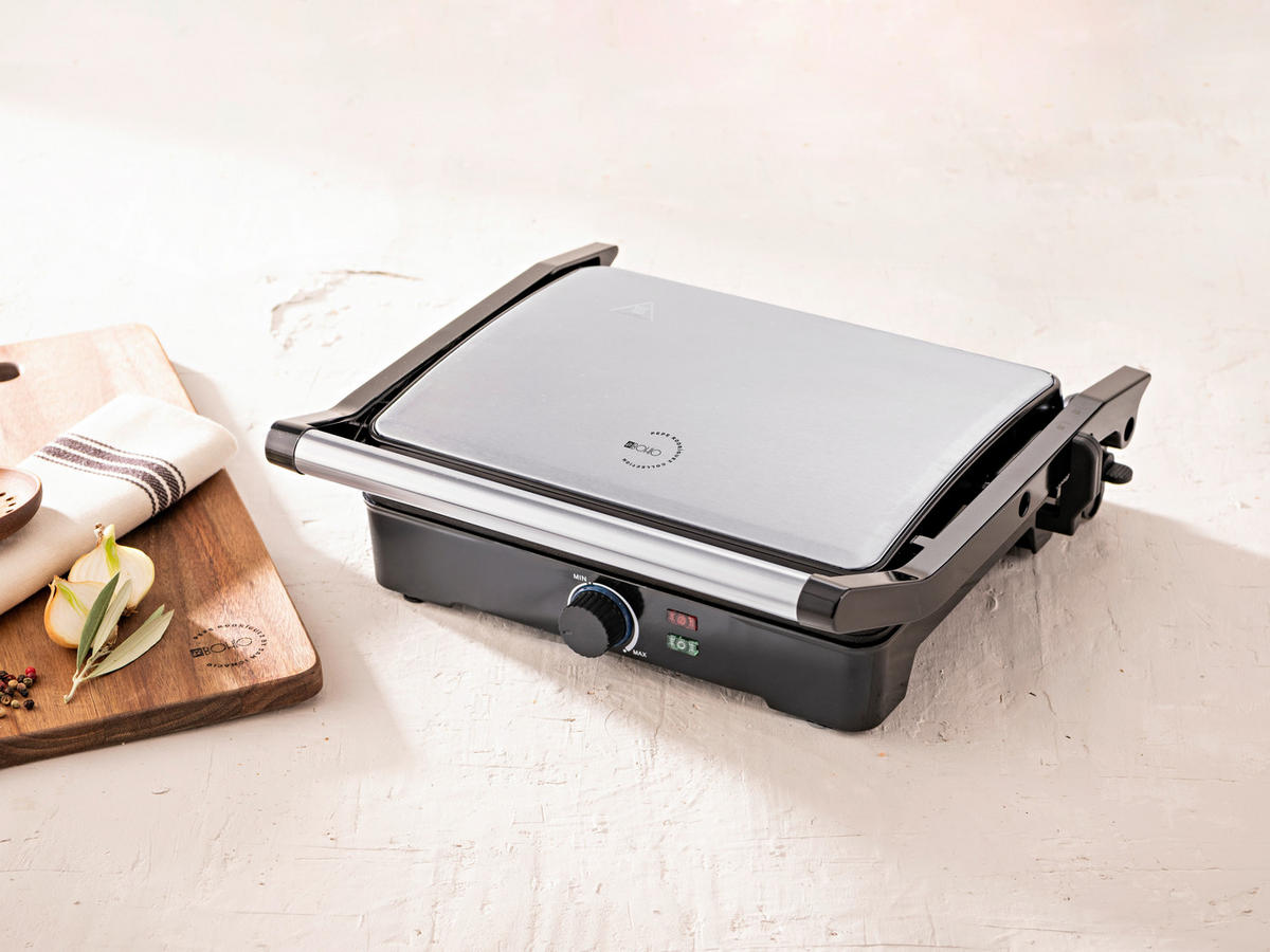 BERGNER Kontaktgrill silber B/H/L: ca. 15x37x38 cm EL BOHIO - schwarz/silber (38,00/15,00/37,00cm) - BERGNER