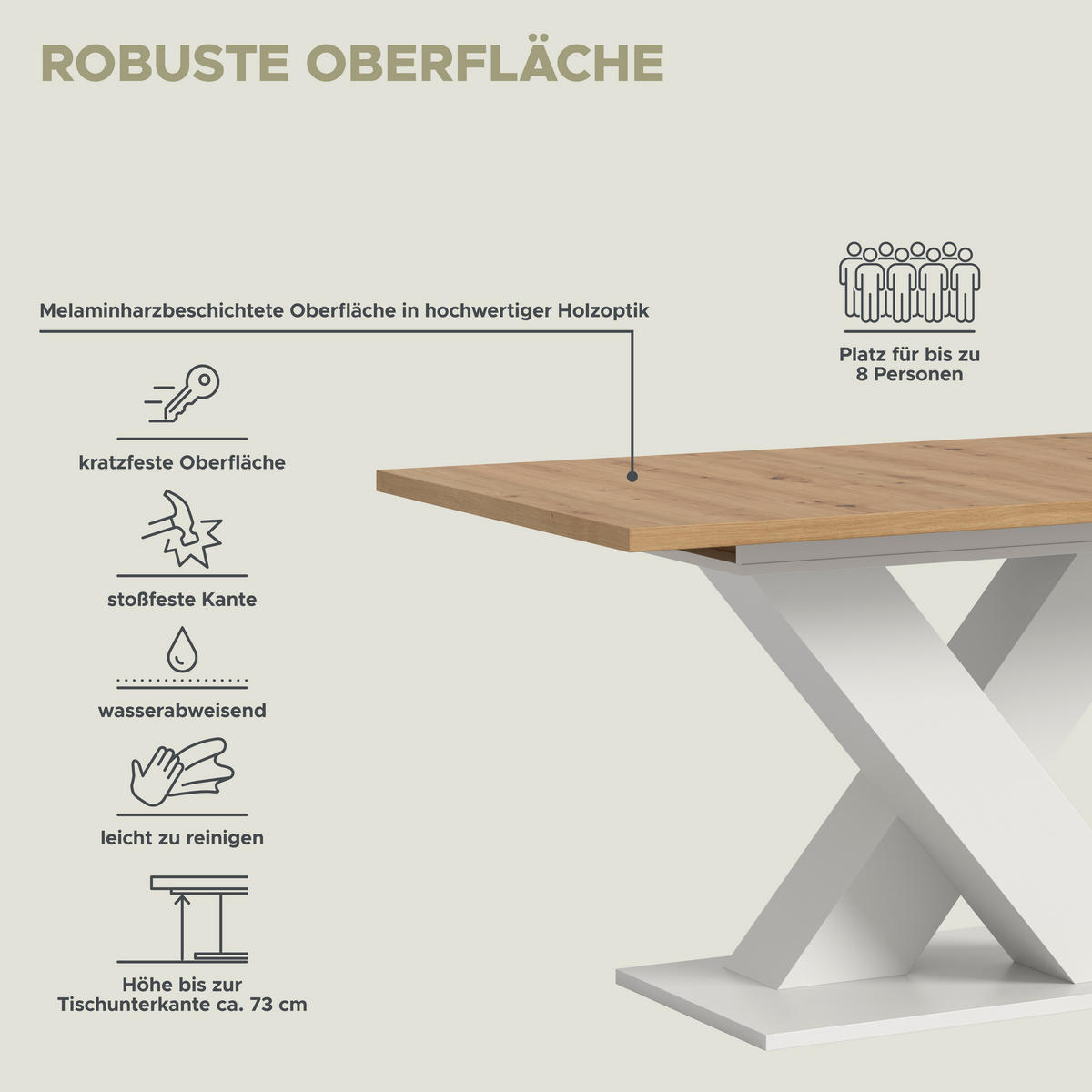 Esstisch MOTION weiß Artisan Nachbildung B/H/T: ca. 150x76x90 cm MOTION - weiß (150,00/76,00/90,00cm) - xonox.home