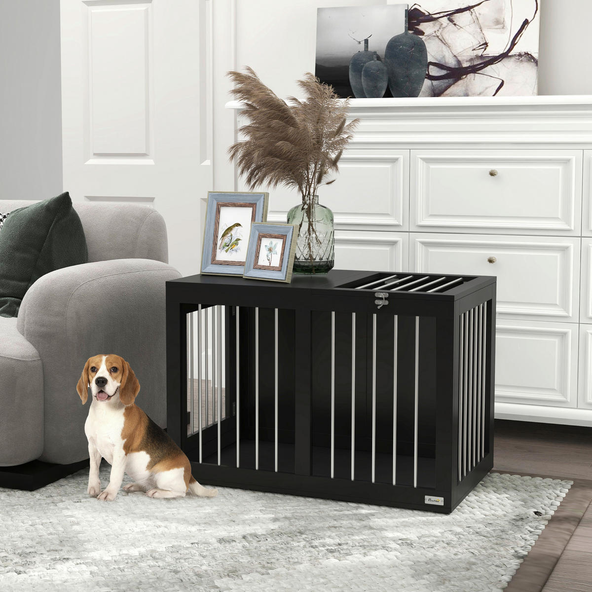 PawHut Hunde-Zubehör schwarz Polypropylen B/H/L: ca. 50x80x56,5 cm Hundekäfig - schwarz (56,50/50,00/80,00cm) - PawHut