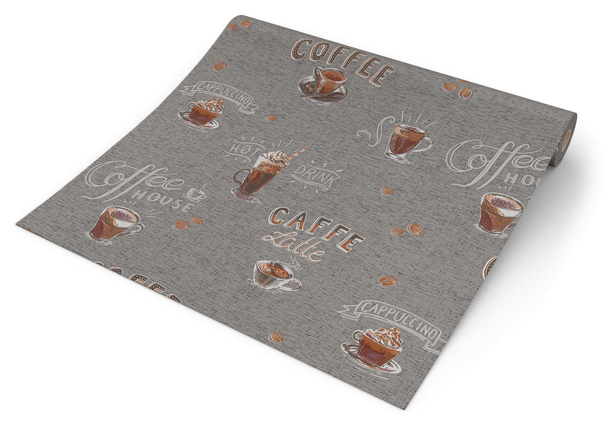 Erismann Vliestapete Coffee grau B/L: ca. 53x1005 cm Vliestapete_10410-47 VW15 unten - grau (53,00/1005,00cm) - Erismann