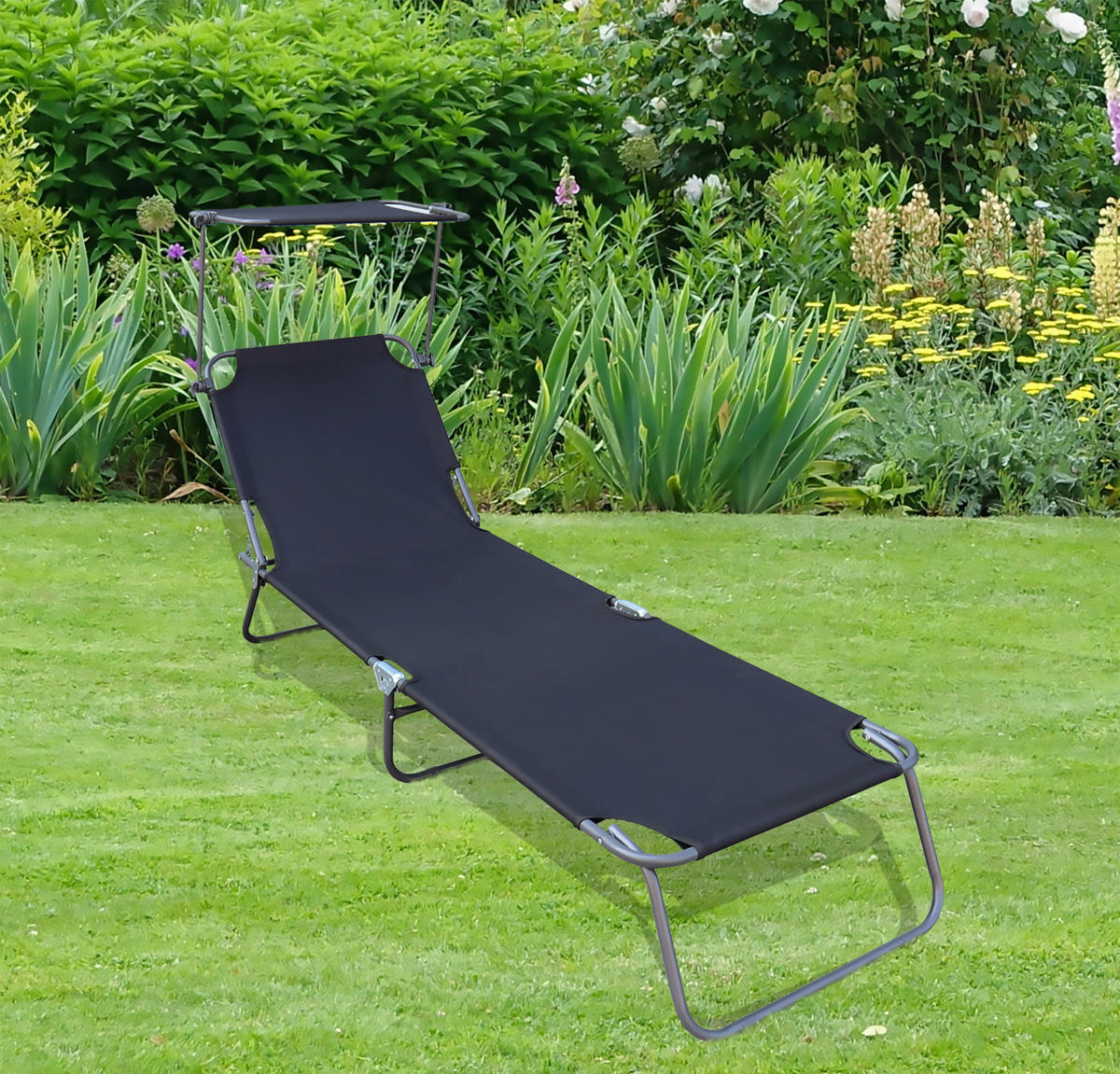 VCM Sonnenliege anthrazit Polyester-Mischgewebe B/H/L: ca. 55x34x190 cm Sonnenliege - anthrazit (190,00/55,00/34,00cm) - VCM