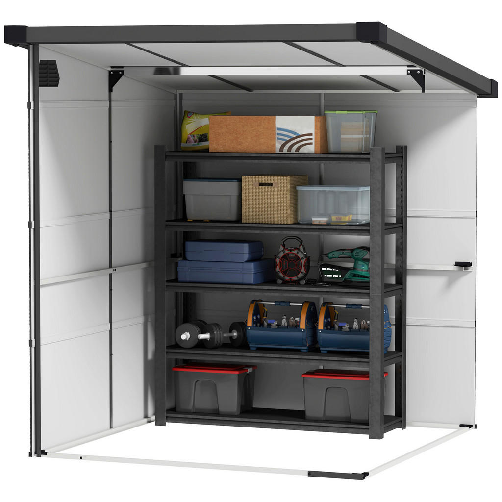 Thumbnail - Outsunny Gerätehaus hellgrau B/H/L: ca. 191x215x190 cm