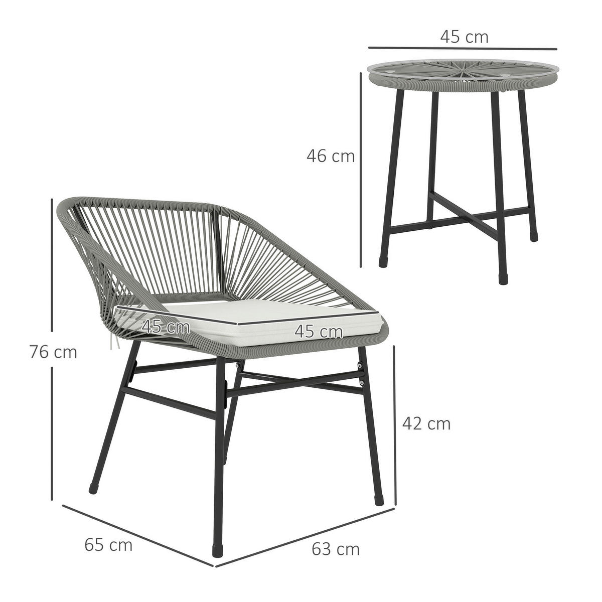 Outsunny Balkonmöbel-Set dunkelgrau Polyethylen B/H/L: ca. 63x76x65 cm Balkonmöbel Set - dunkelgrau (65,00/63,00/76,00cm) - Outsunny