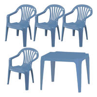 ProGarden Kindermöbel-Set hellblau Kunststoff B/H/L: ca. 38x53x43 cm Kindermöbel-Set_4xSessel_1xTisch - hellblau (43,00/38,00/53,00cm) - ProGarden