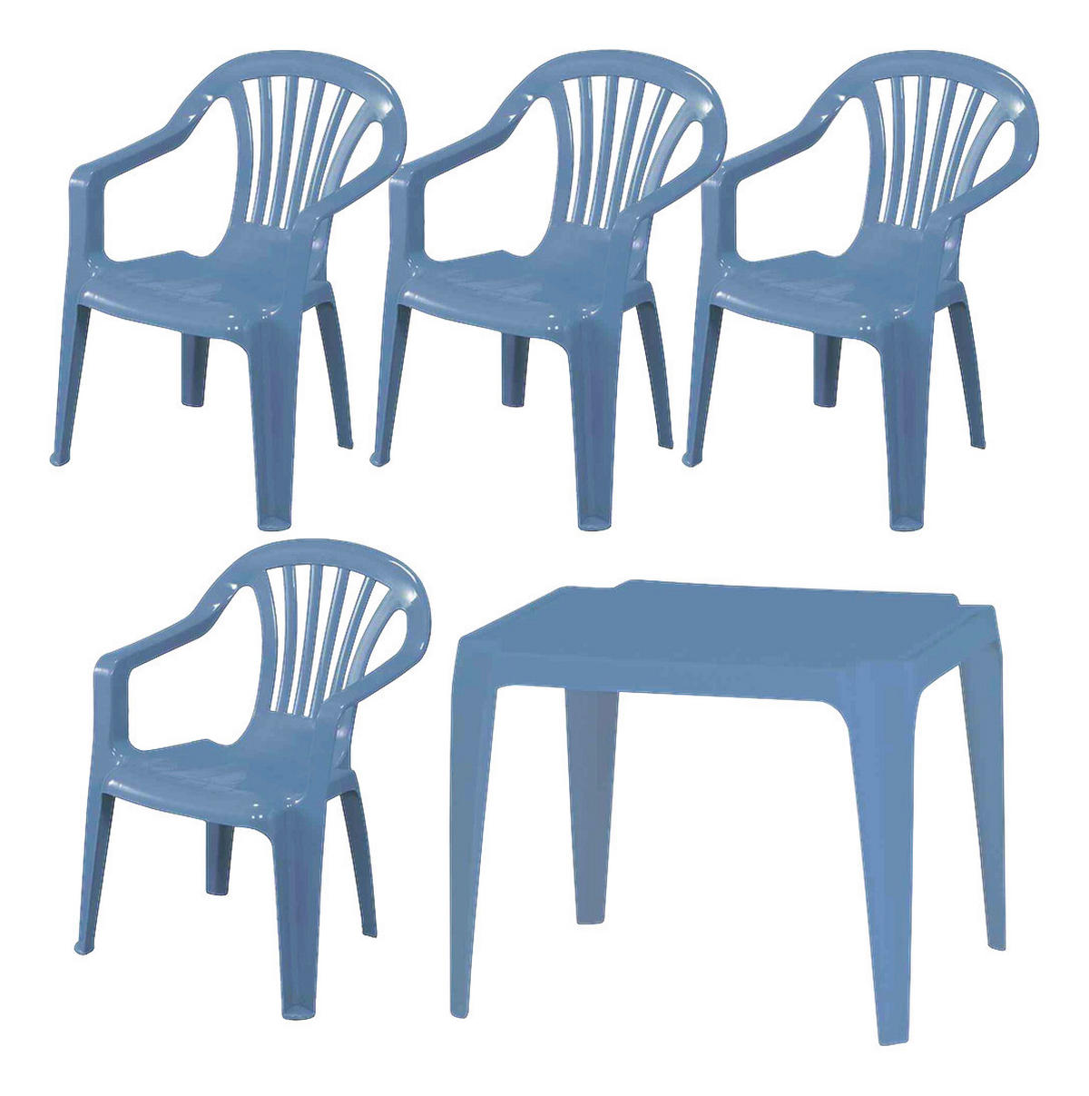 ProGarden Kindermöbel-Set hellblau Kunststoff B/H/L: ca. 38x53x43 cm Kindermöbel-Set_4xSessel_1xTisch - hellblau (43,00/38,00/53,00cm) - ProGarden