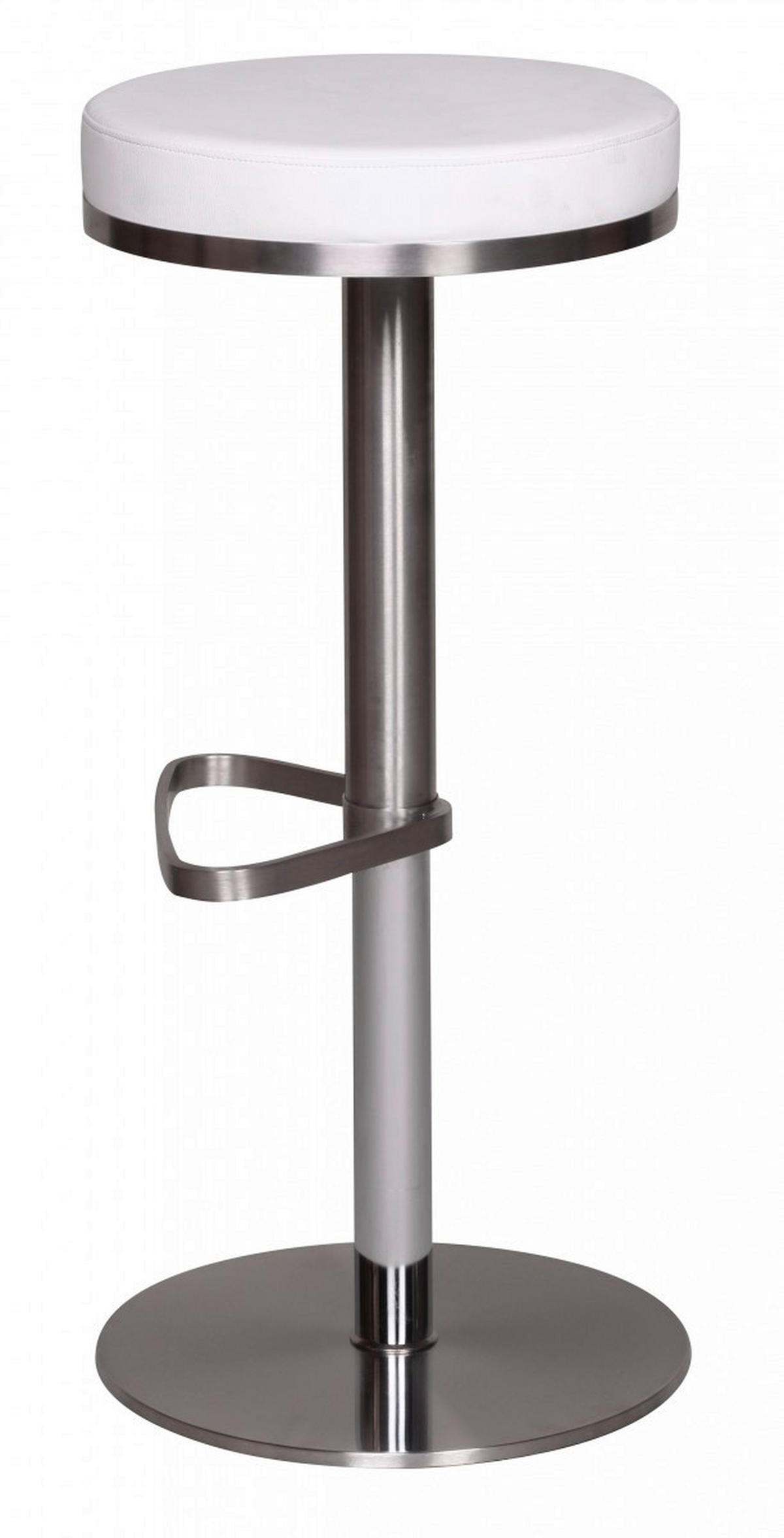 Barhocker weiß Edelstahl Kunstleder Edelstahl Edelstahl Barhocker Durable M7 - weiß/Edelstahl - Wohnling