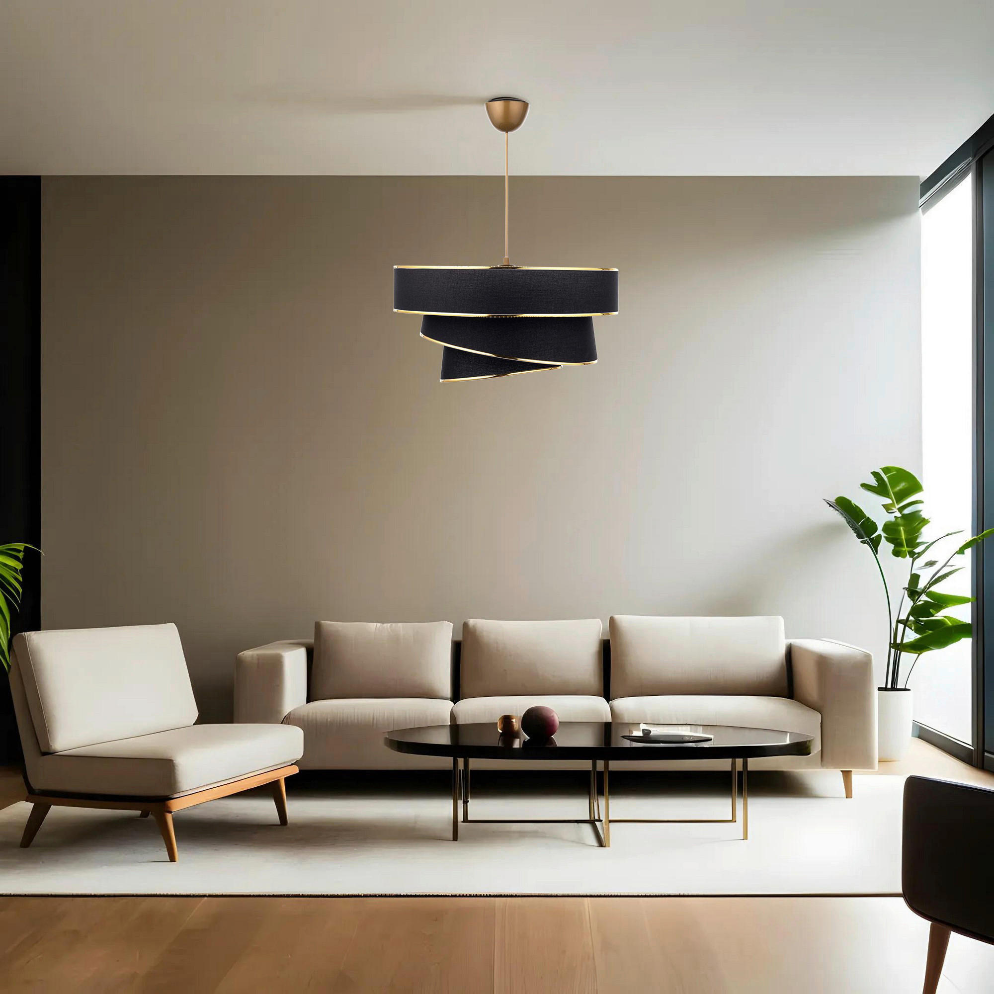 Thumbnail - Opviq Pendelleuchte gold schwarz B/H/T/L/D: ca. 40x72x40x40x40 cm E27 1 Brennstellen