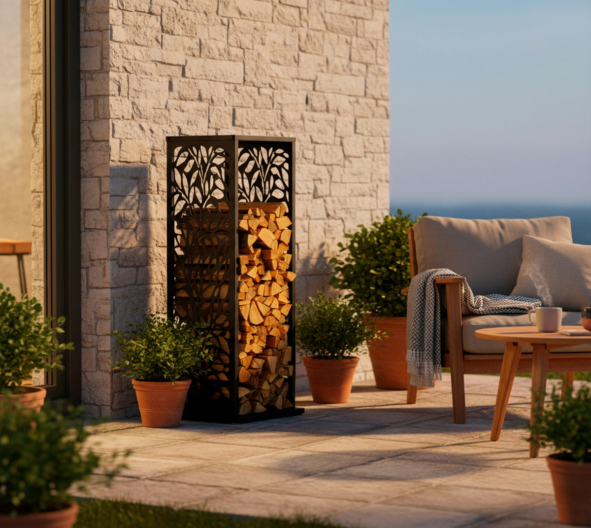 Westmann Kaminholzregal Luma anthrazit B/H/L: ca. 38x112x38 cm Luma - anthrazit (38,00/38,00/112,00cm) - Westmann