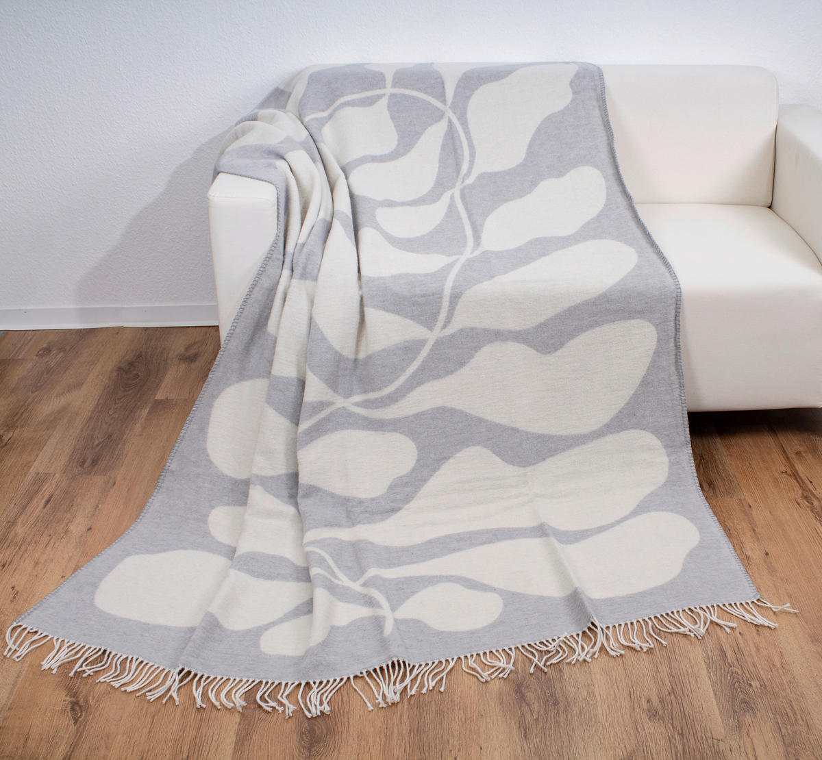 Wohndecke Sommerdecke_m.Fransen silber - silber (150,00/200,00cm)