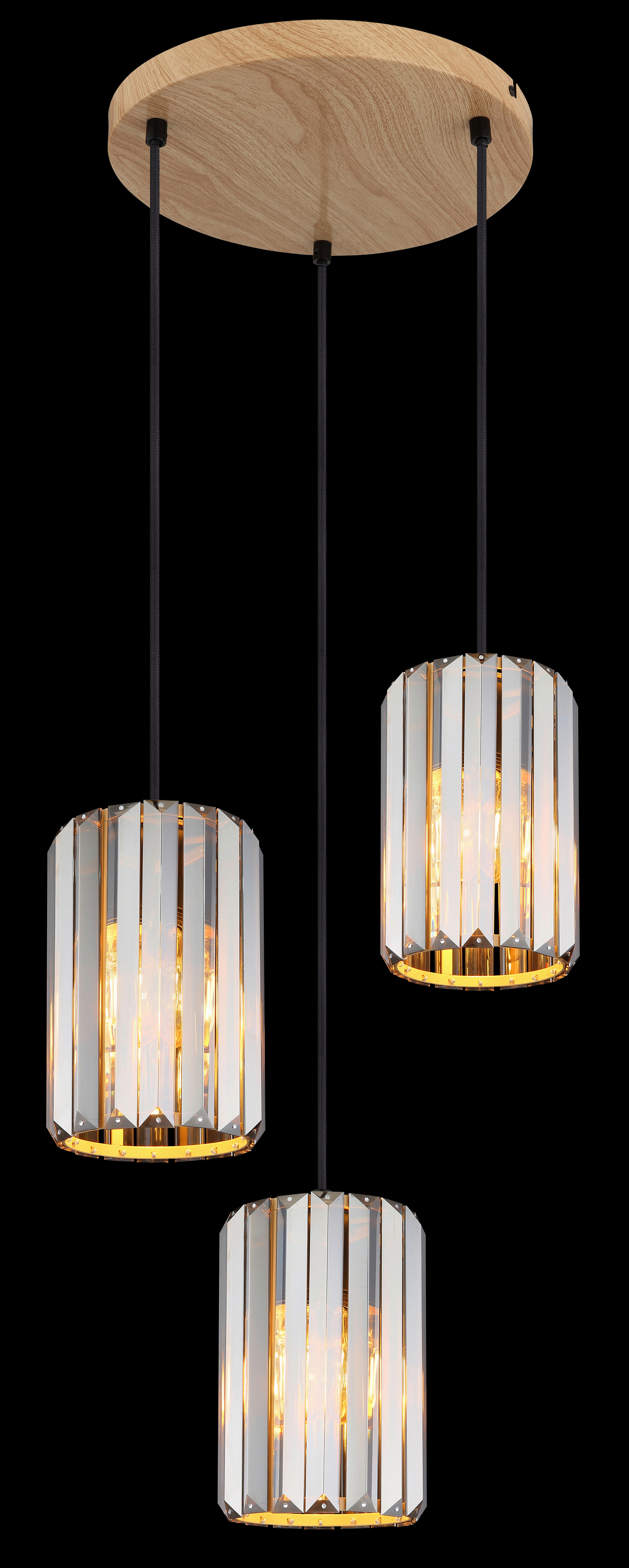 GLOBO Pendelleuchte RUN 30229346 Rauch braun schwarz Metall Glas H/D: ca. 120x35 cm E27 3 Brennstellen RUN - braun/schwarz (35,00/120,00cm) - GLOBO