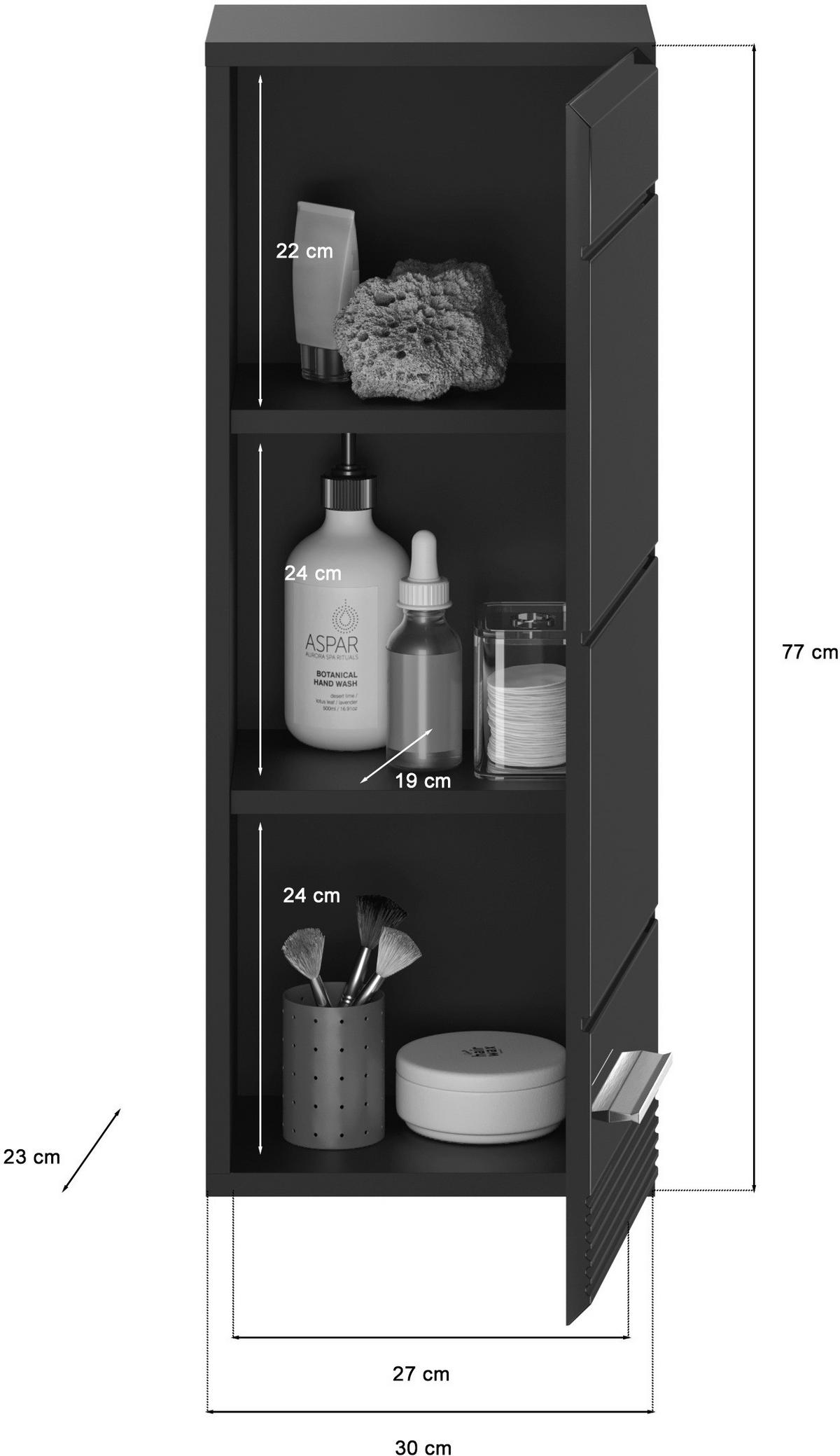 Badezimmer-Set LINUS schwarz schwarz Hochglanz B/H/T: ca. 105x182x34 cm LINUS - schwarz (105,00/182,00/34,00cm) - xonox.home