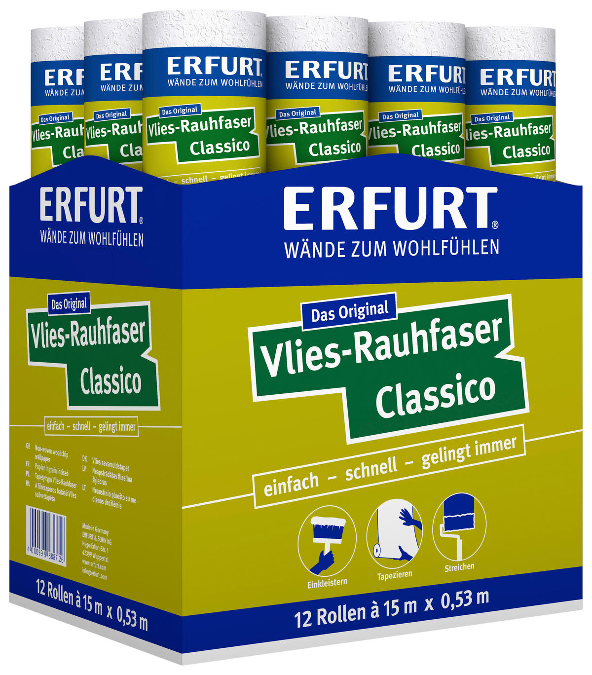 Erfurt Rauhfaser B/L: ca. 53x1500 cm strukturiert Vliesrauhfaser_Erfurt 15m Classico - (53,00/1500,00cm) - Erfurt