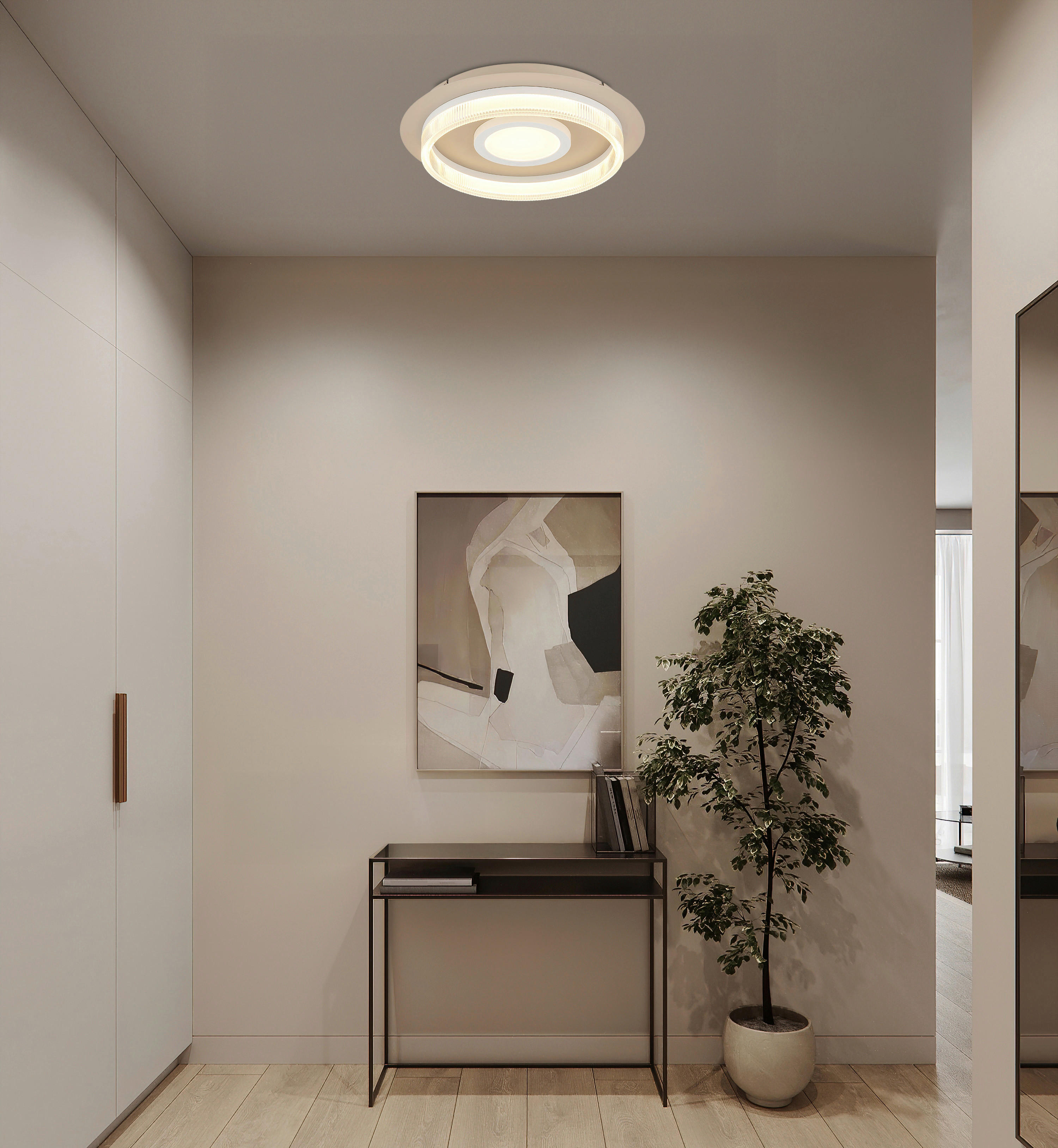 Thumbnail - GLOBO Deckenleuchte transparent weiß sand Metall Kunststoff H/D: ca. 8,5x40 cm 1 Brennstellen