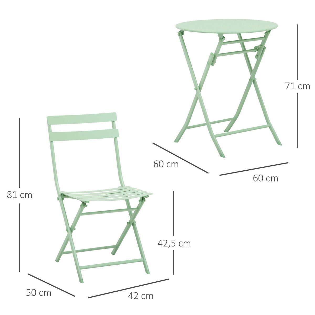Outsunny Gartenmöbel-Set mint Metall Gartenmöbel-Set - mint - Outsunny