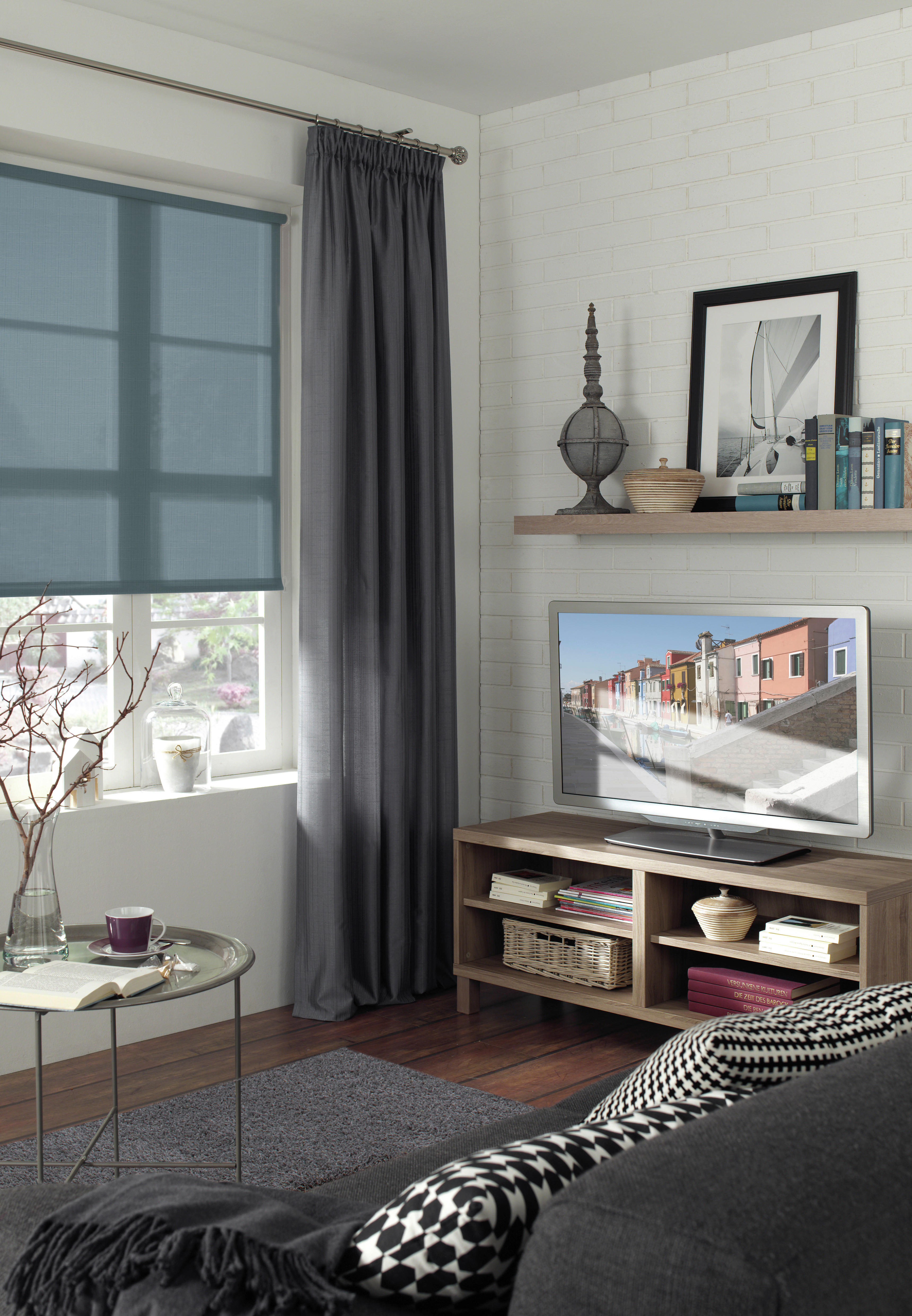 Rollo Struktur taubenblau B/L: ca. 45x150 cm Struktur - taubenblau (45,00/150,00cm) - Boviva