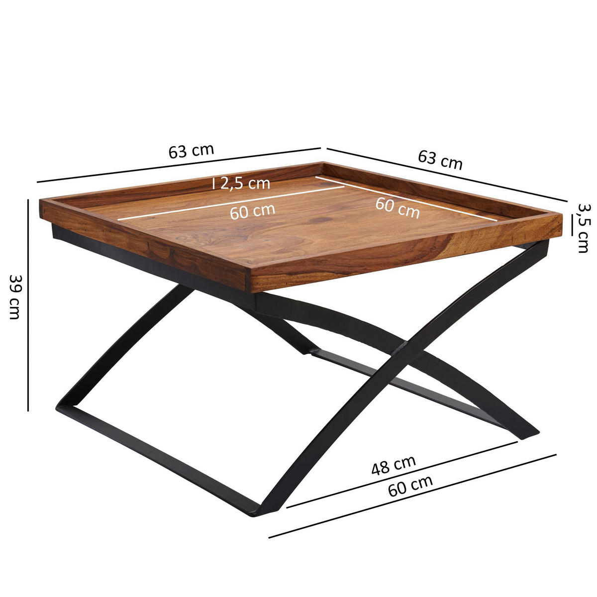Couchtisch braun B/H/T: ca. 63x39x63 cm Couchtisch - braun (63,00/39,00/63,00cm) - Wohnling
