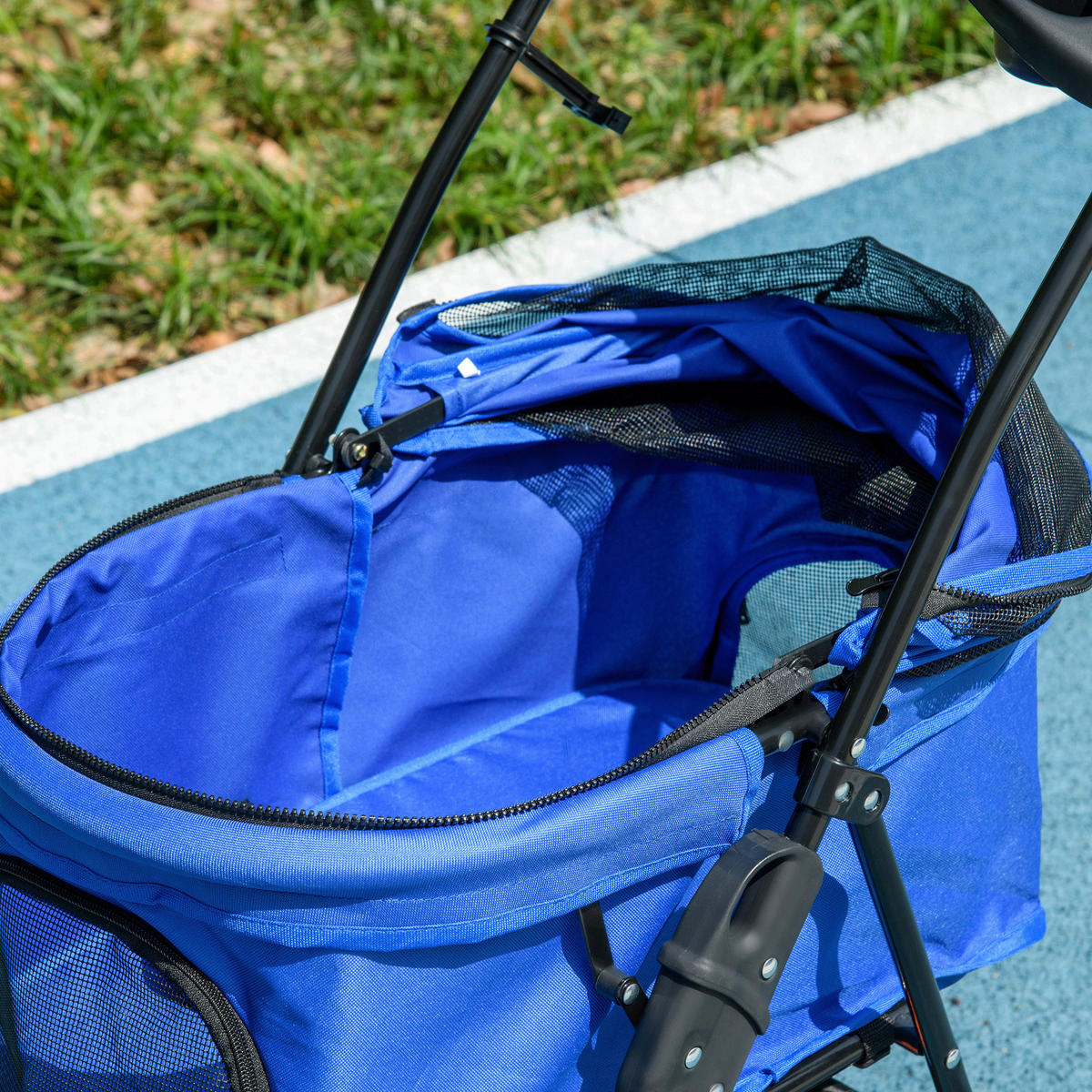 PawHut Hunde-Zubehör blau Edelstahl B/H/L: ca. 45x67x96 cm Hundewagen - blau (96,00/45,00/67,00cm) - PawHut