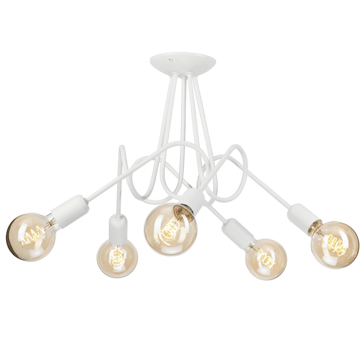 Lamkur Kronleuchter weiß Stahl B/H/L: ca. 39x54x54 cm E27 5 Brennstellen Lizzy - weiß (54,00/39,00/54,00cm) - Lamkur