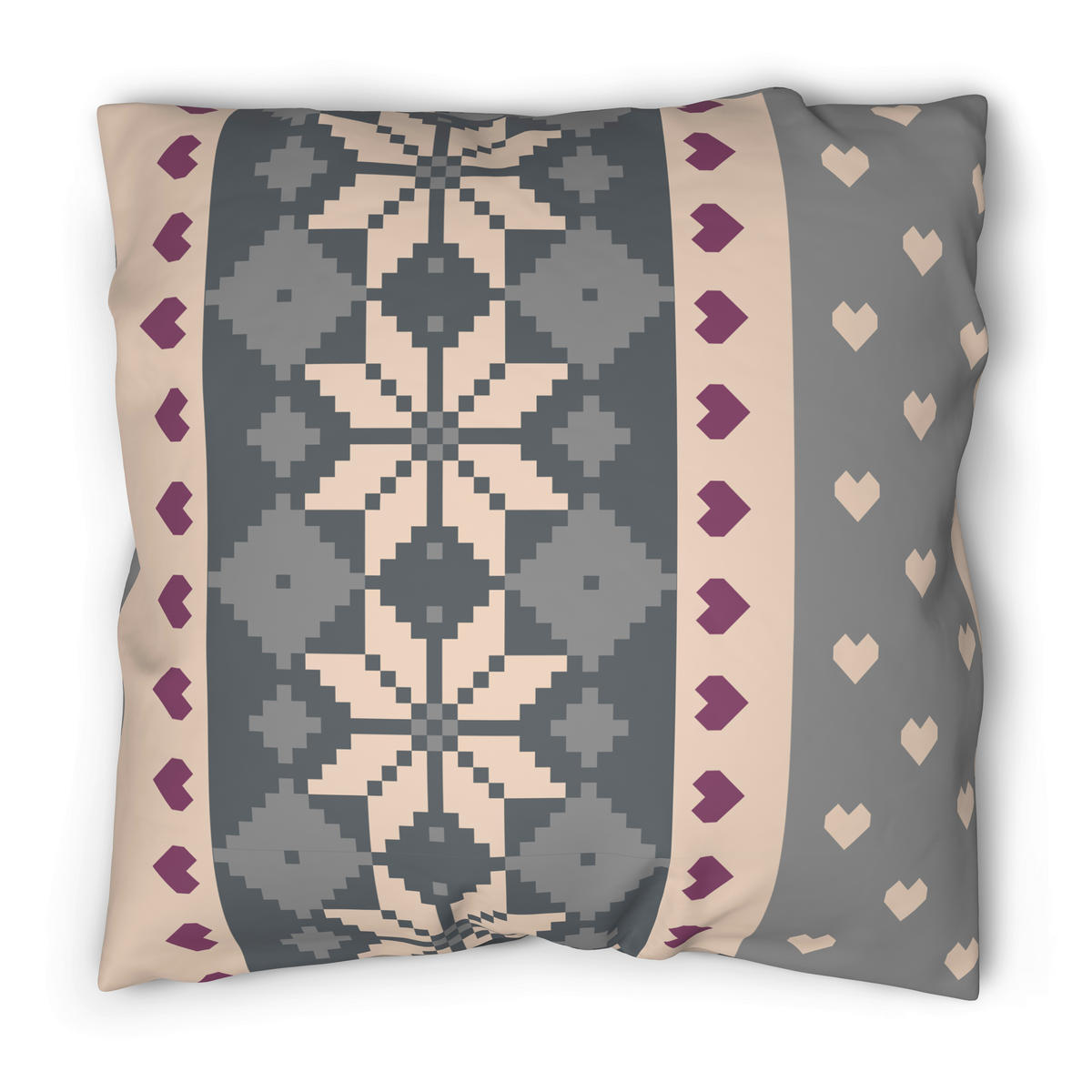 Microfaser Bettwäsche Fleece Bettwäsche_Fleece Strickherzen - grau (135,00/200,00cm)