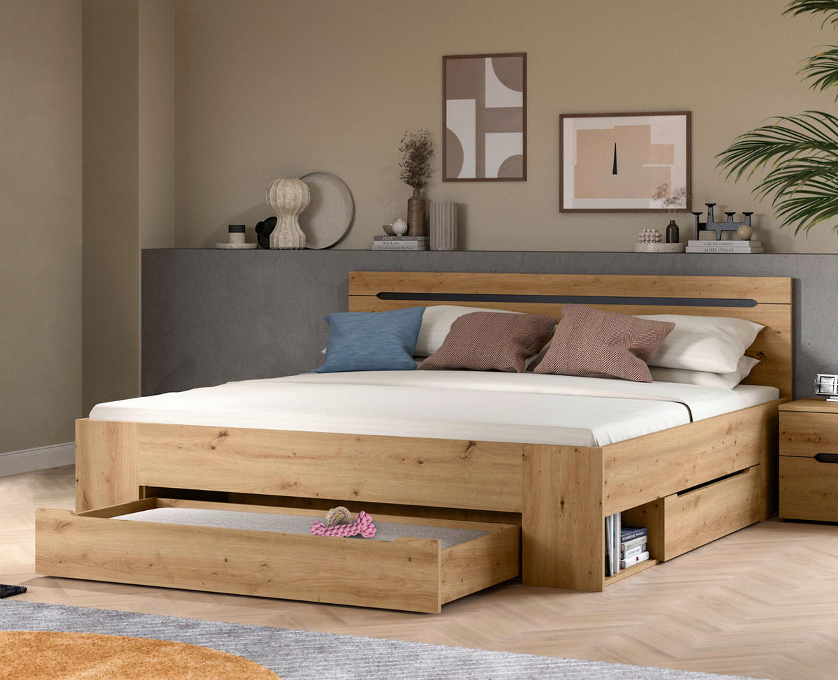 Bett CANU basaltgrau Artisan Nachbildung CANU - basaltgrau (184,00/87,00/205,00cm) - xonox.home