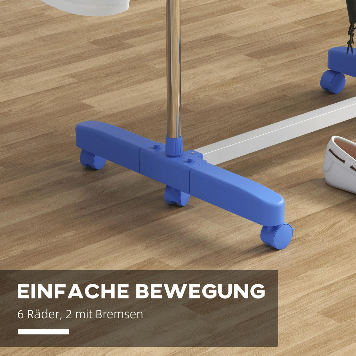 HOMCOM Wäscheständer blau Polypropylen B/H/L: ca. 55x142x172 cm Trockenständer - blau (172,00/55,00/142,00cm) - HOMCOM