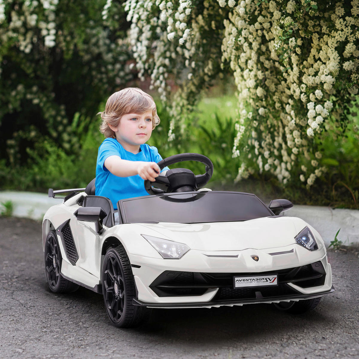 HOMCOM Kinderauto weiß B/H/L: ca. 63x107,5x42 cm Kinderfahrzeug - weiß (42,00/63,00/107,50cm) - HOMCOM