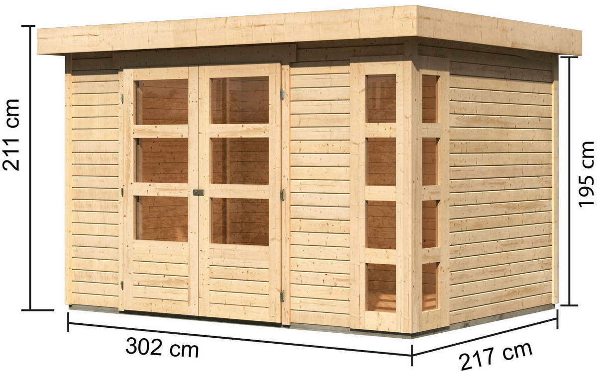 Karibu Gartenhaus Felipo 2 natur B/H/T: ca. 302x217x211 cm Felipo 2 - natur (302,00/217,00/211,00cm) - Karibu