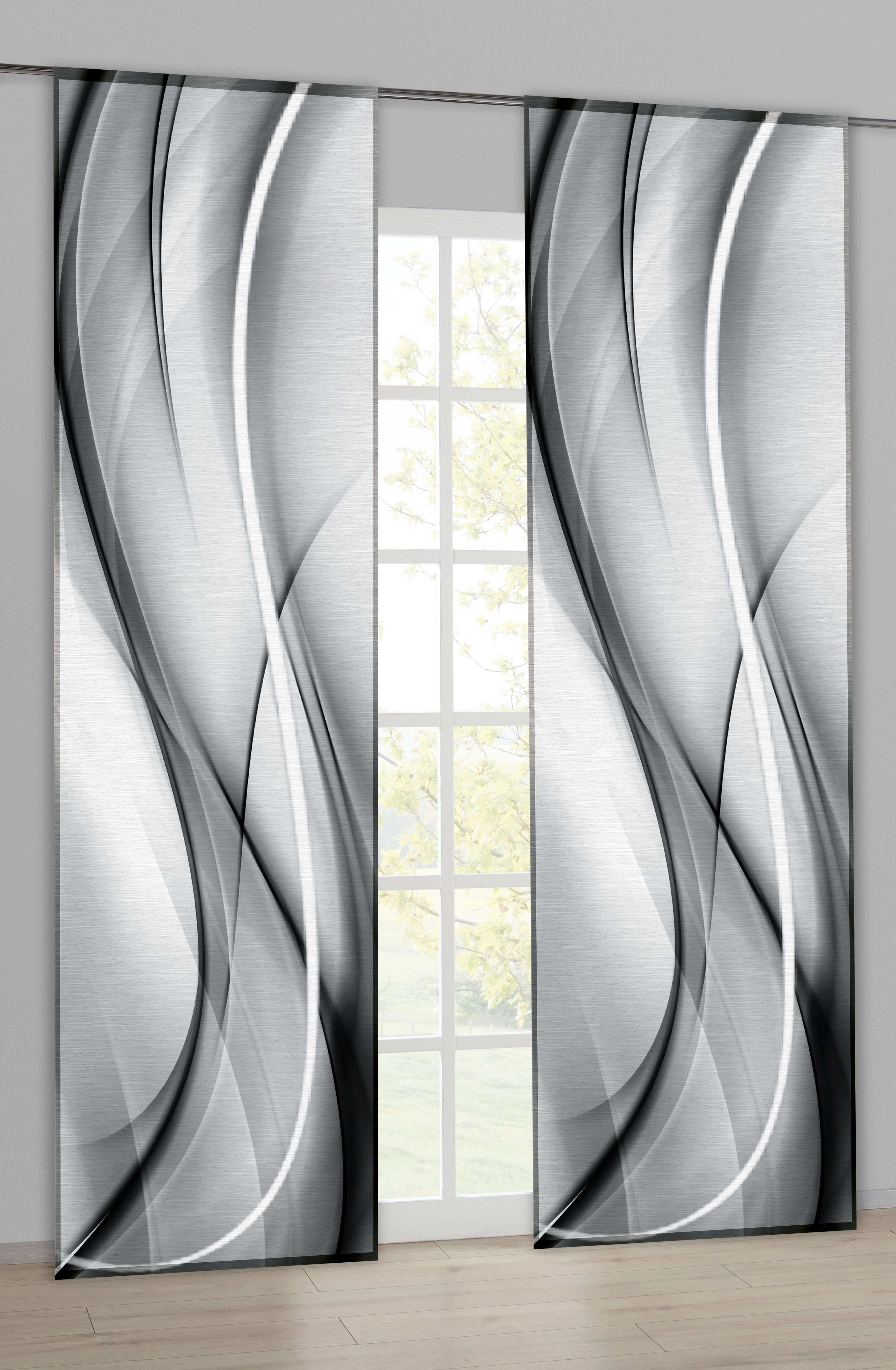Schiebevorhang schwarz B/L: ca. 60x245 cm Schiebevorhang_Batik - weiß/schwarz (60,00/245,00cm) - POCOline