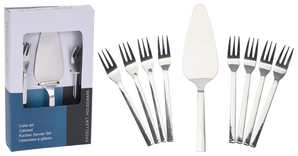 Kuchen Servier-Set Edelstahl Edelstahl 9 tlg. Kuchen-Servierset_9tlg. - Edelstahl (26,00/15,30/3,50cm)