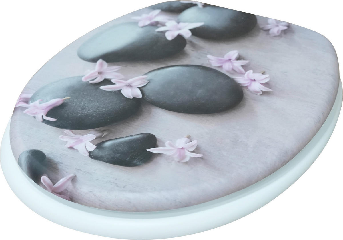 WC-Sitz rosa grau MDF B/H/T: ca. 45,8x5,7x37,6 cm WC-Sitz_Spa_Flower MDF FSC - rosa/grau (45,80/5,70/37,60cm)