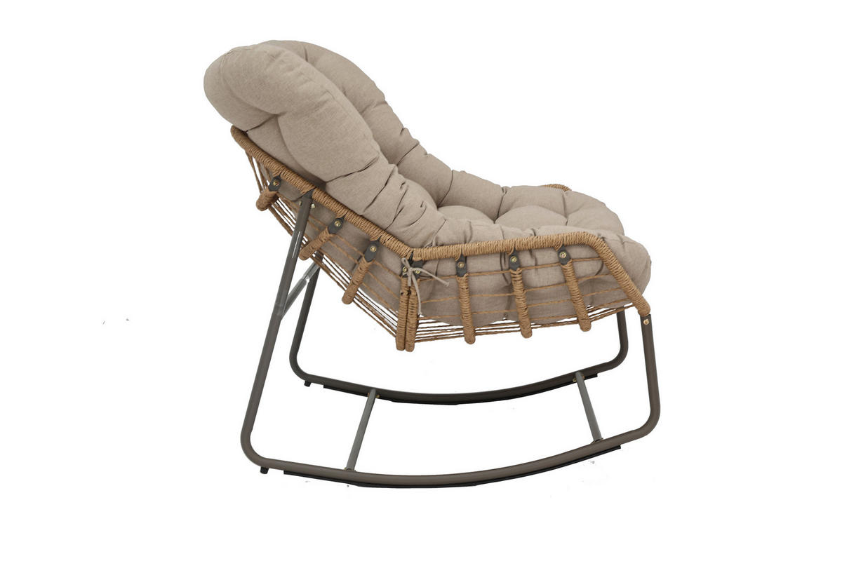 POCOline Gartenstuhl braun Stahl Schaukelstuhl_mit_Hocker - braun/beige - POCOline