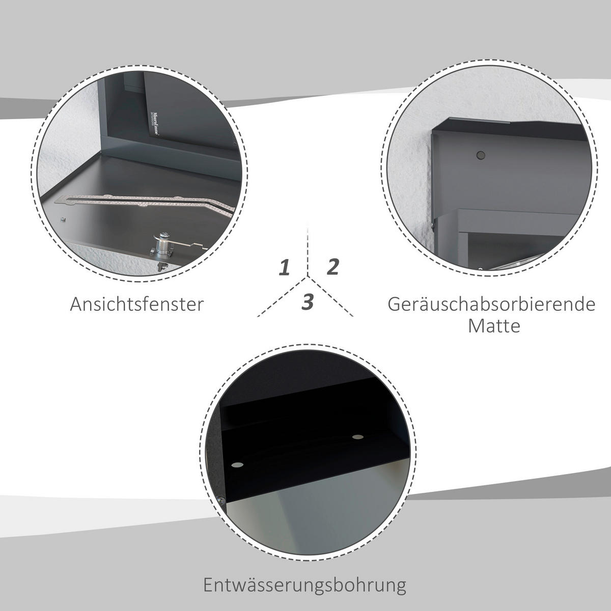 HOMCOM Briefkasten dunkelgrau B/H/L: ca. 10,5x37x37 cm Briefkasten - dunkelgrau (37,00/10,50/37,00cm) - HOMCOM