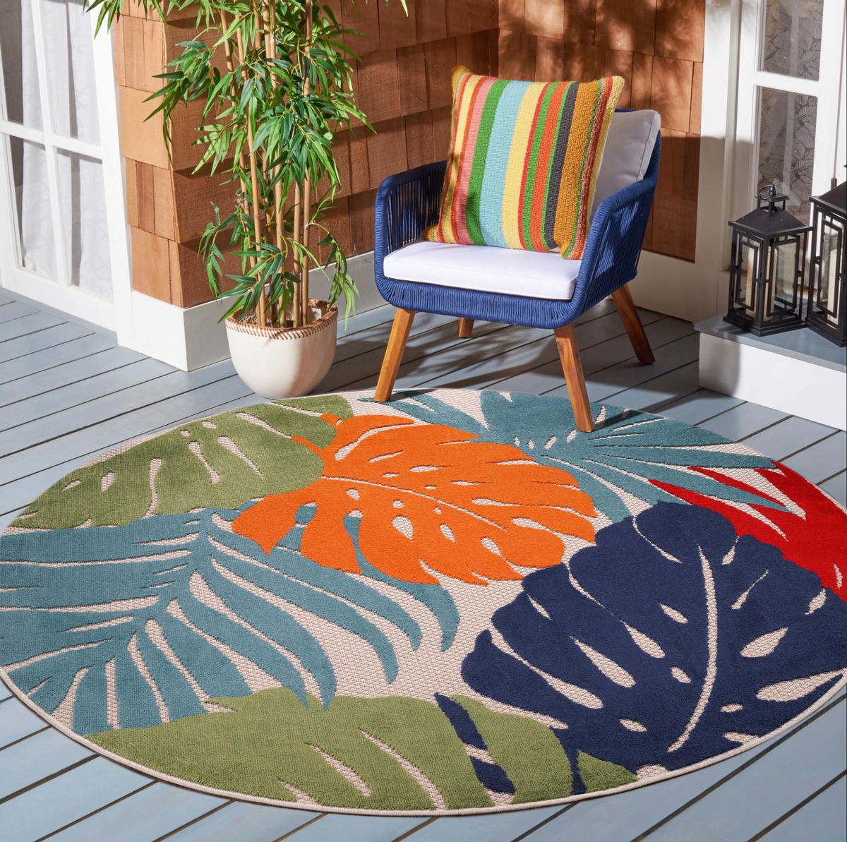 Sanat Outdoorteppich FLORAL bunt B/L: ca. 150x150 cm FLORAL - bunt (150,00/150,00cm) - Sanat