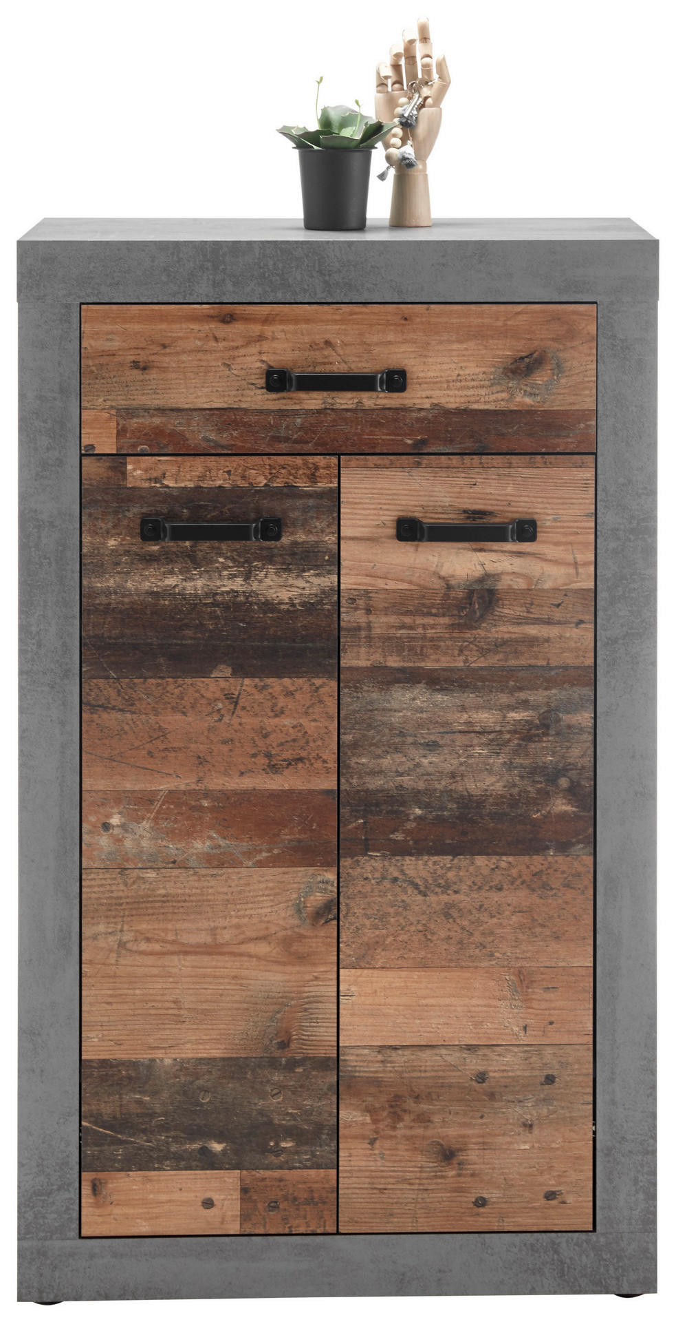 Schuhkommode Indiana Beton dunkel Nachbildung Old Wood Nachbildung B/H/T: ca. 68x115x37 cm Indiana - Beton (68,00/115,00/37,00cm)