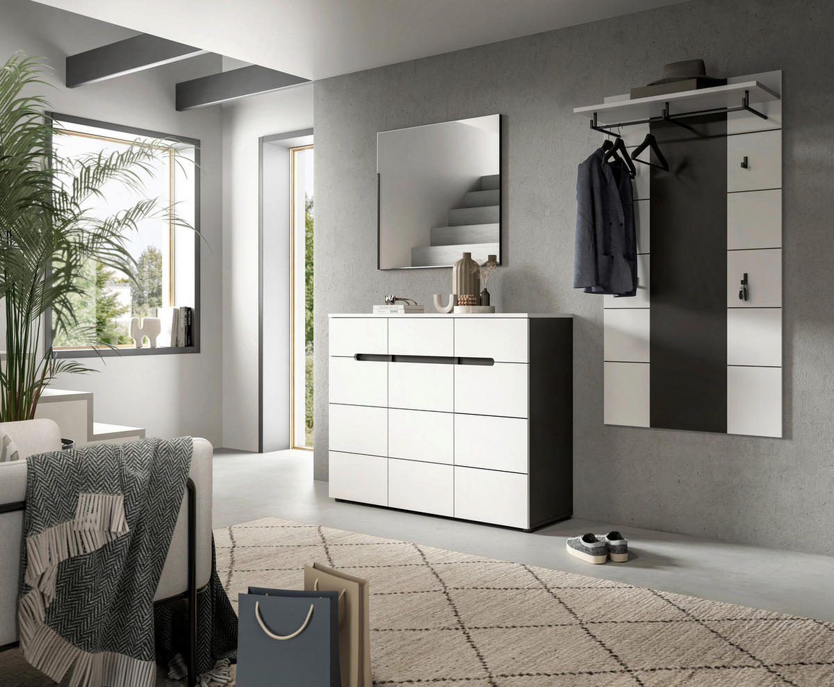 Garderobe Canu basaltgrau Nachbildung weiß B/H/T: ca. 215x190x37 cm Canu - weiß/basaltgrau (215,00/190,00/37,00cm) - xonox.home