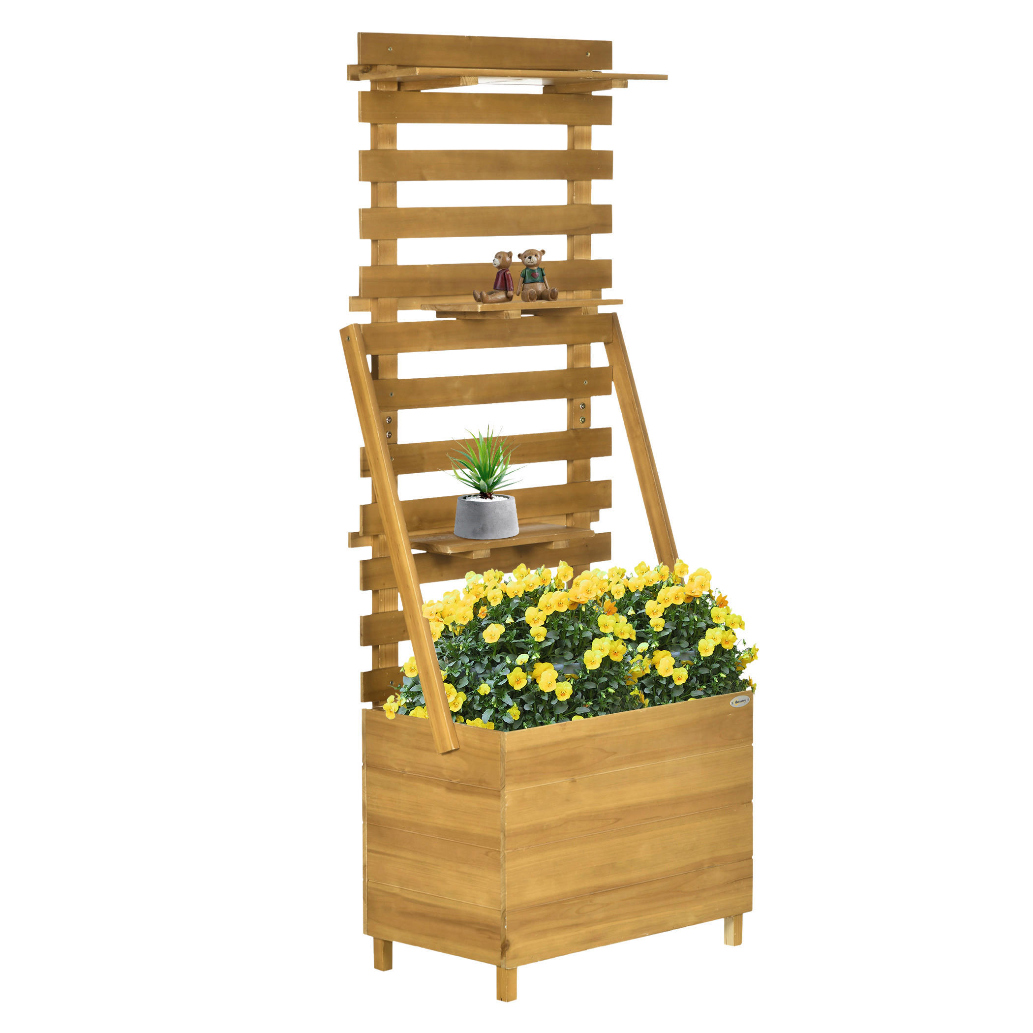 Outsunny Gartenbeet mit Rankgitter B/H/L: ca. 39x160x63 cm Gartenbeet_mit_Rankgitter - braun (63,00/39,00/160,00cm) - Outsunny