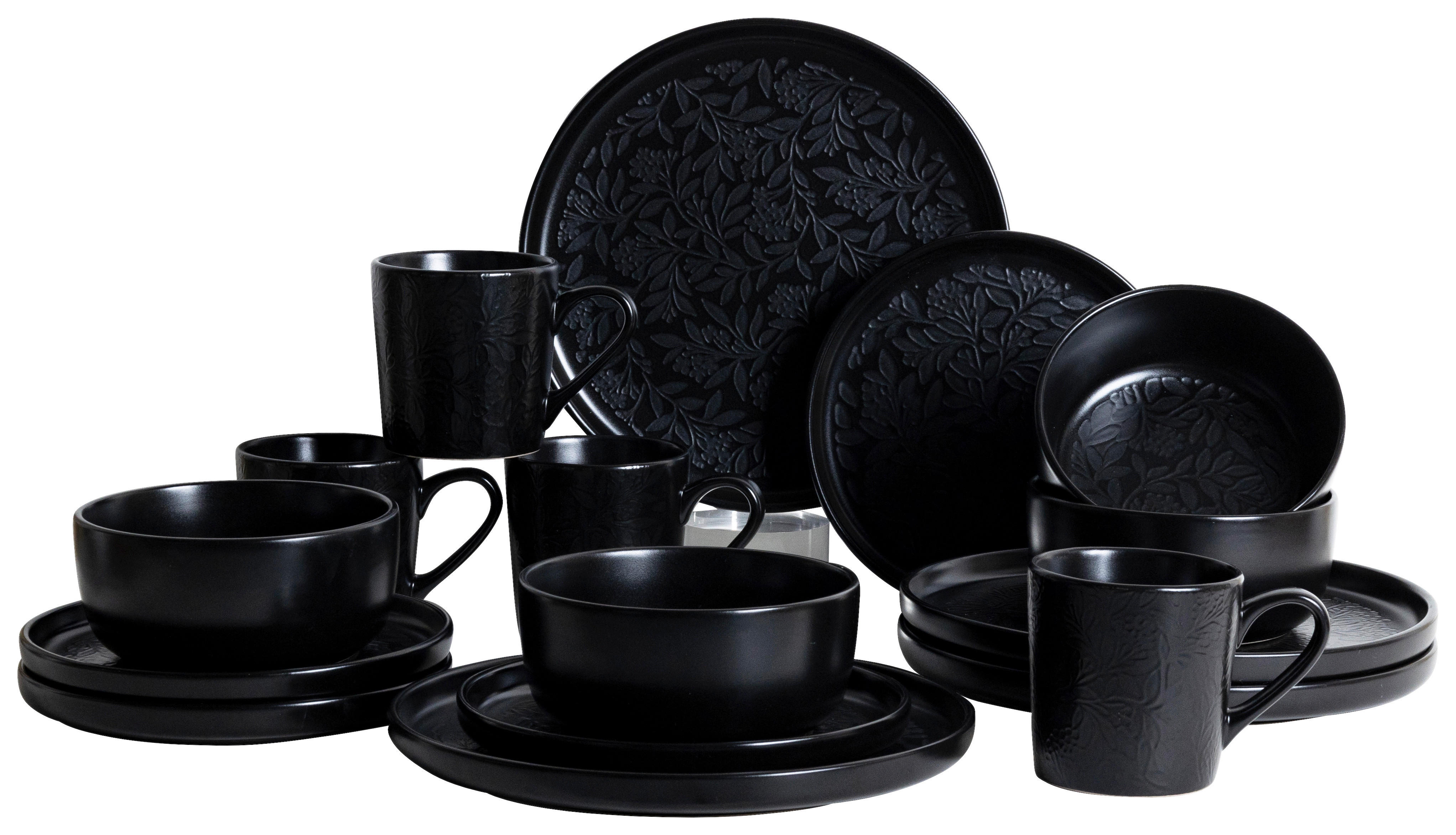 POCOline Kombiservice schwarz Porzellan 16 tlg. Kombiservice_Barbara_16tlg. schwarz - schwarz - POCOline