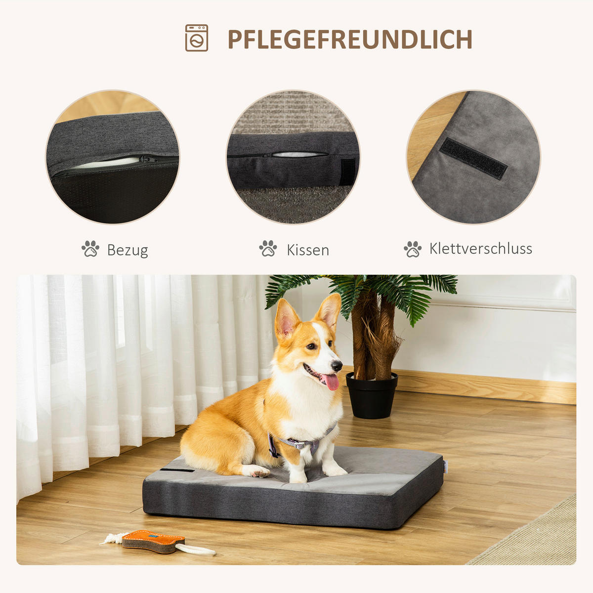PawHut Hundebett Hundebett - (75,00/55,00/20,00cm) - PawHut