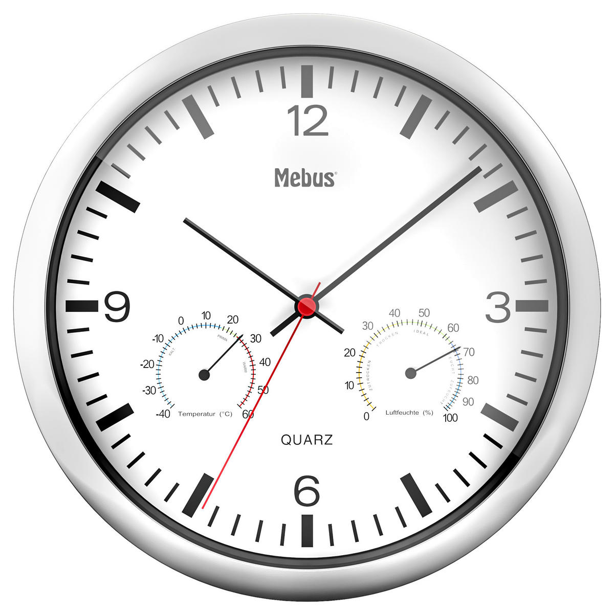 Mebus Wanduhr weiß D: ca. 25 cm Wanduhr_Quarz - weiß (25,00cm) - Mebus