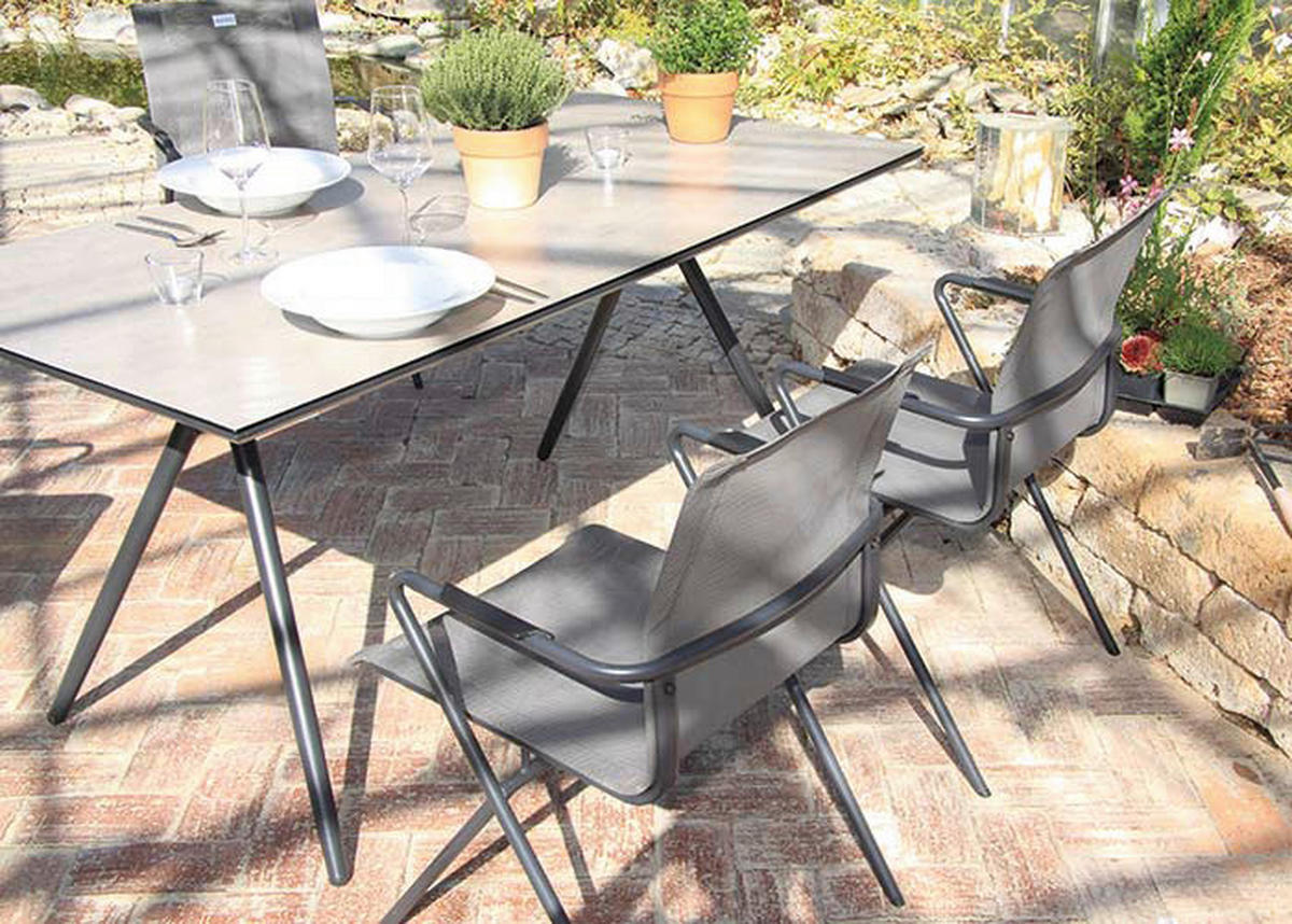Acamp Gartenstuhl 4er-Set Alpha Tex anthrazit Aluminium B/H/T: ca. 55x86x57 cm Alpha Tex - anthrazit (55,00/86,00/57,00cm) - Acamp