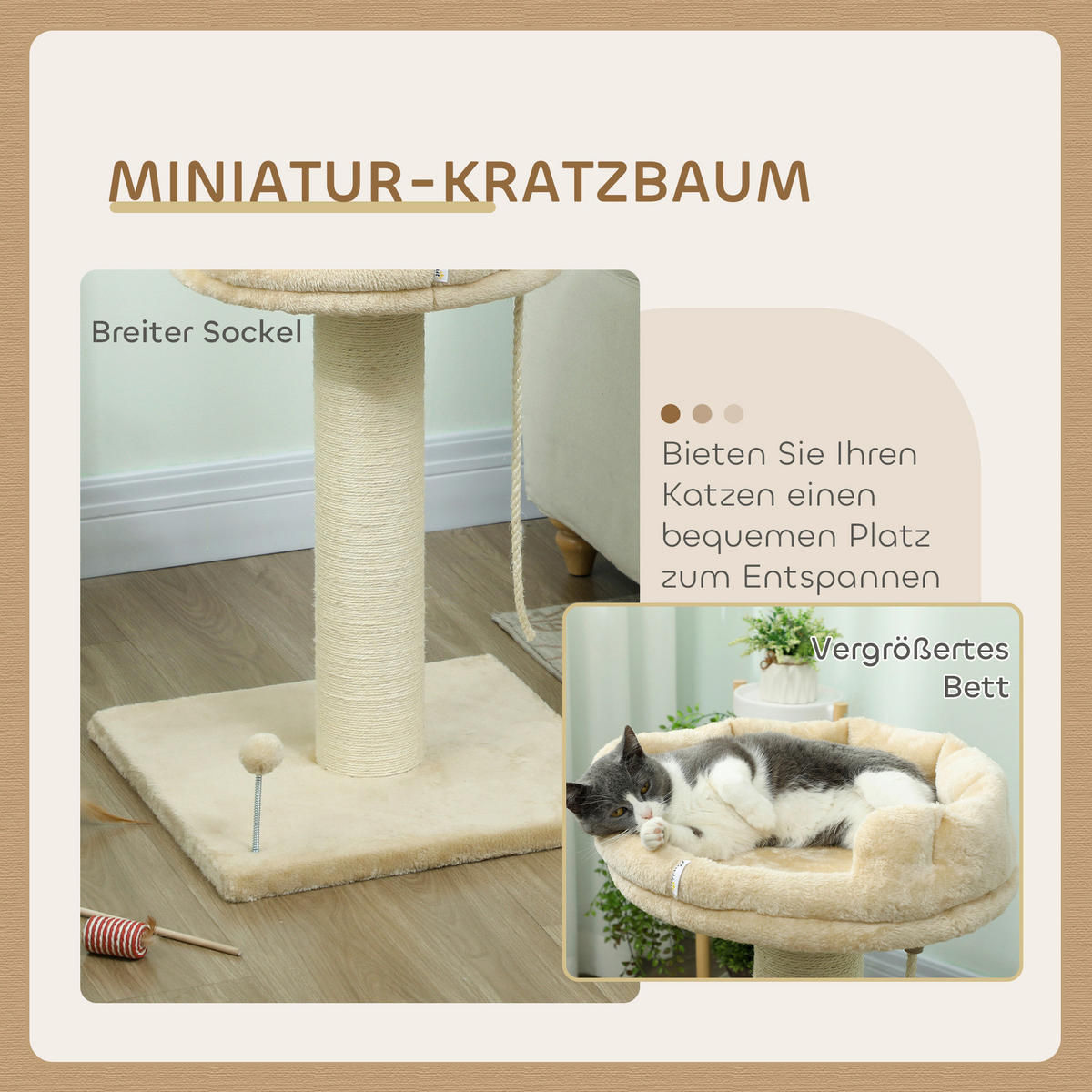 PawHut Kratzbaum beige Plüsch B/H/L: ca. 55x83x55 cm Kratzbaum - beige (55,00/55,00/83,00cm) - PawHut