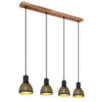 GLOBO Pendelleuchte gold braun Metall B/H/T: ca. 12,5x120x90 cm E27 4 Brennstellen LENNA - braun/gold (12,50/120,00/90,00cm) - GLOBO