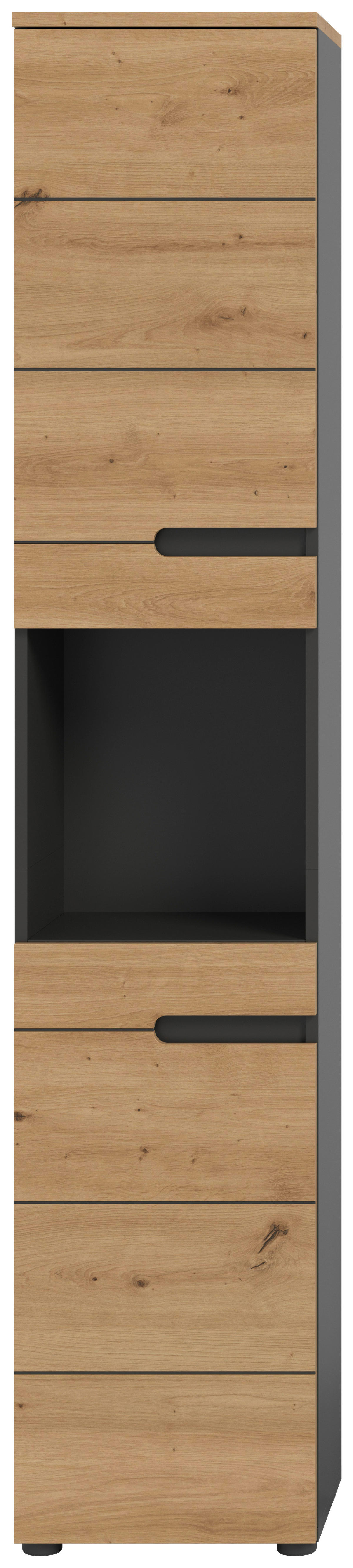 Hochschrank Canu Basalt Eiche Artisan Nachbildung B/H/T: ca. 38x193x34 cm Canu - Eiche/Basalt (38,00/193,00/34,00cm) - xonox.home