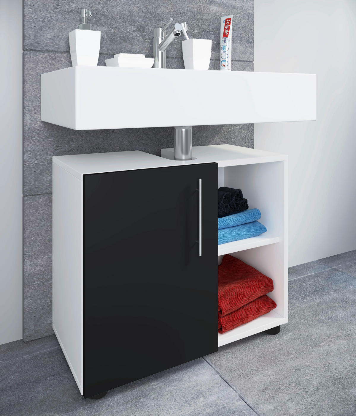 Unterschrank Flandu weiß schwarz Flandu - weiß/schwarz - VCM Möbel