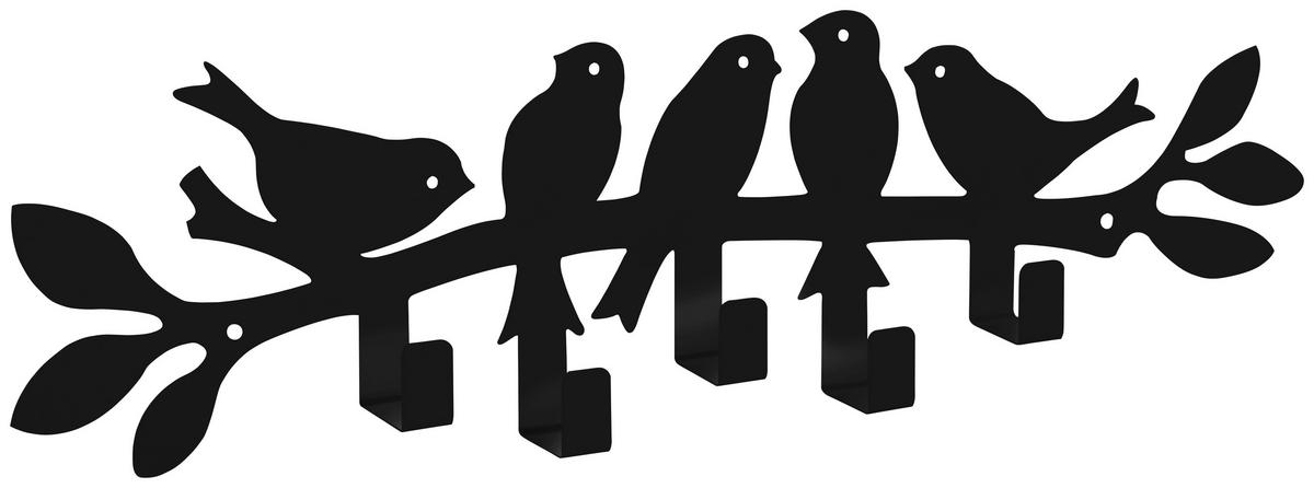 Garderobenleiste Birds schwarz Metall B/H/T: ca. 48x14x4 cm Birds - schwarz (48,00/14,00/4,00cm)