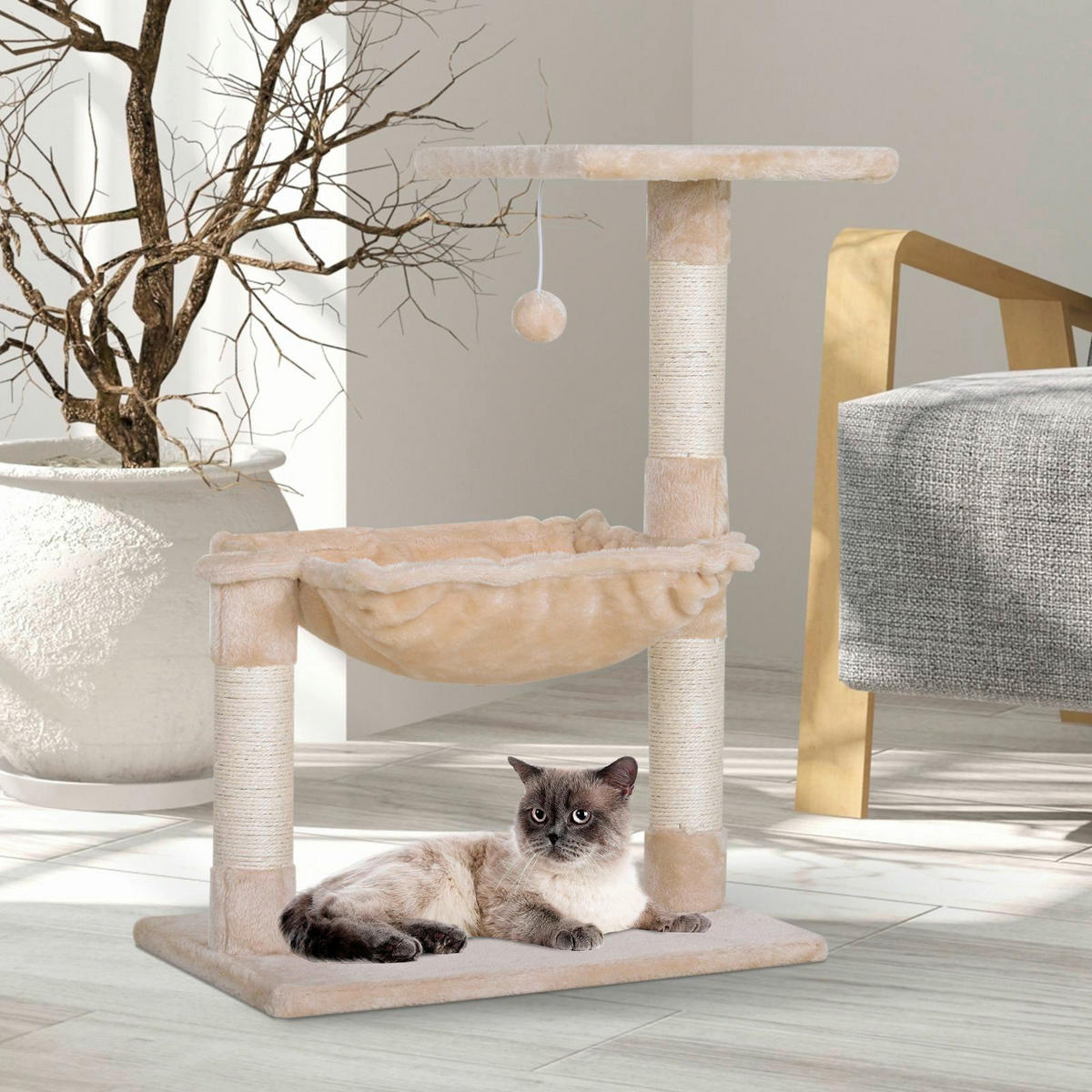 PawHut Katzenbaum beige Spanplatte B/H/L: ca. 36x70x50 cm Katzenbaum - beige (50,00/36,00/70,00cm) - PawHut