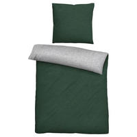 Baumwoll Bettwäsche Flanell Wendebettwäsche_Flanell 155x220 - dunkelgrün/silber (155,00/220,00cm)