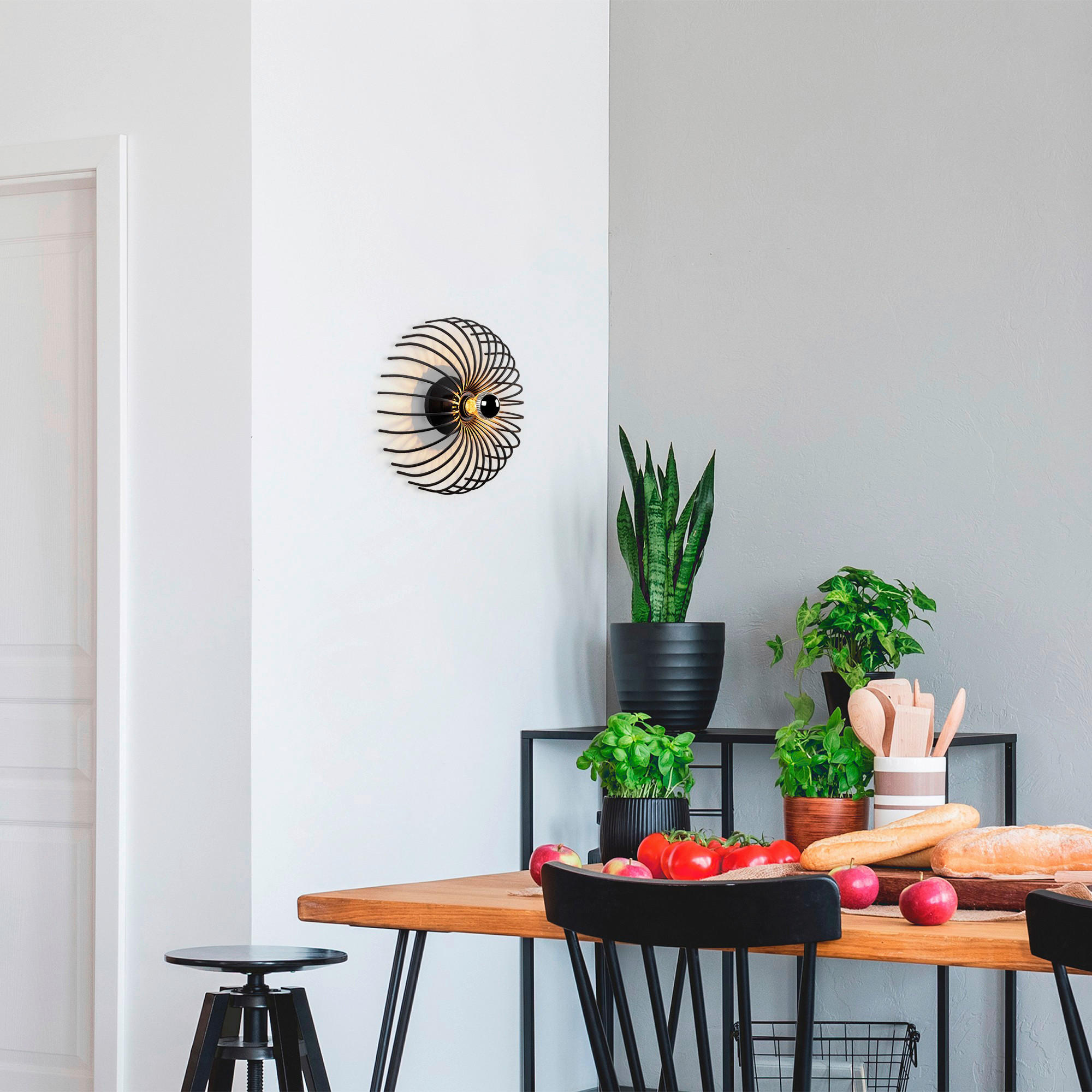 Thumbnail - Opviq Wandleuchte schwarz Metall B/H/L: ca. 12x36x12 cm E27 1 Brennstellen