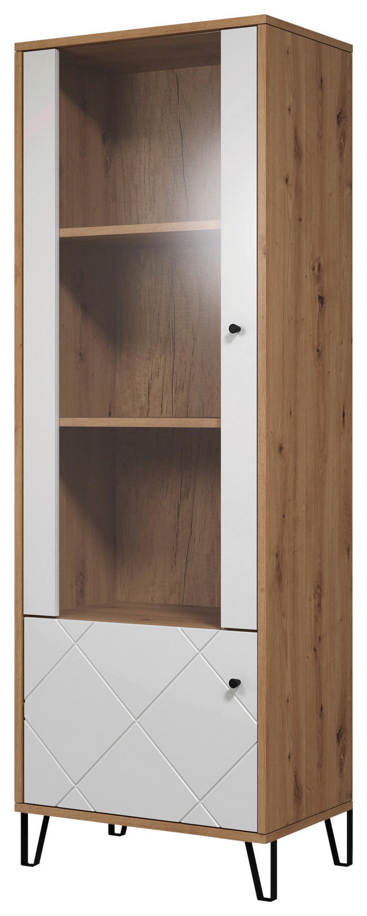 Vitrine Touch weiß matt Eiche Artisan Nachbildung B/H/T: ca. 63x172x40 cm Touch - Eiche/weiß (63,00/172,00/40,00cm) - Trendteam