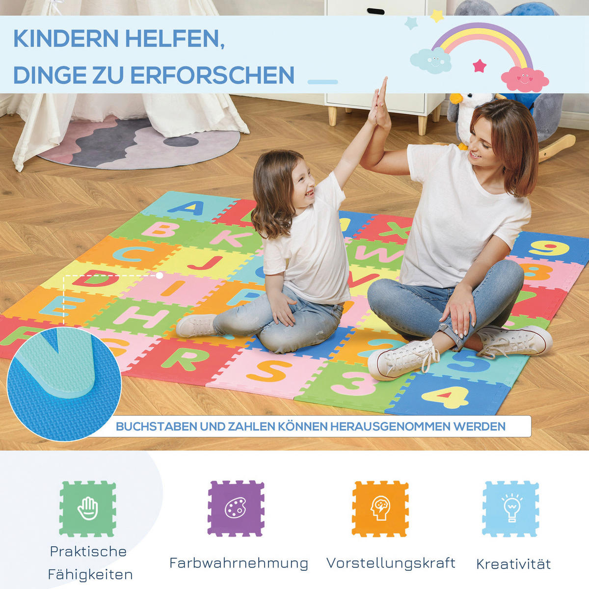 HOMCOM Puzzlematte bunt B/H/L: ca. 182,5x1x182,5 cm Puzzlematte - bunt (182,50/182,50/1,00cm) - HOMCOM